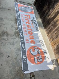 1920’s Firestone Tires Advertising Antique Vintage Cloth Canvas Rare Big Banner