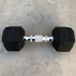 Cap Barbell 15lb Rubber Hex Dumbbell Single