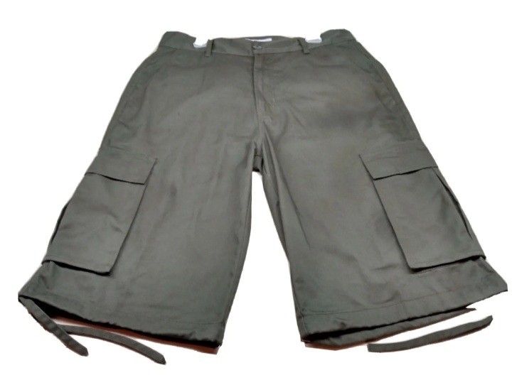 Access Original Fit Flat Front Cargo Pockets Shorts Mens Measures 36 Olive Green