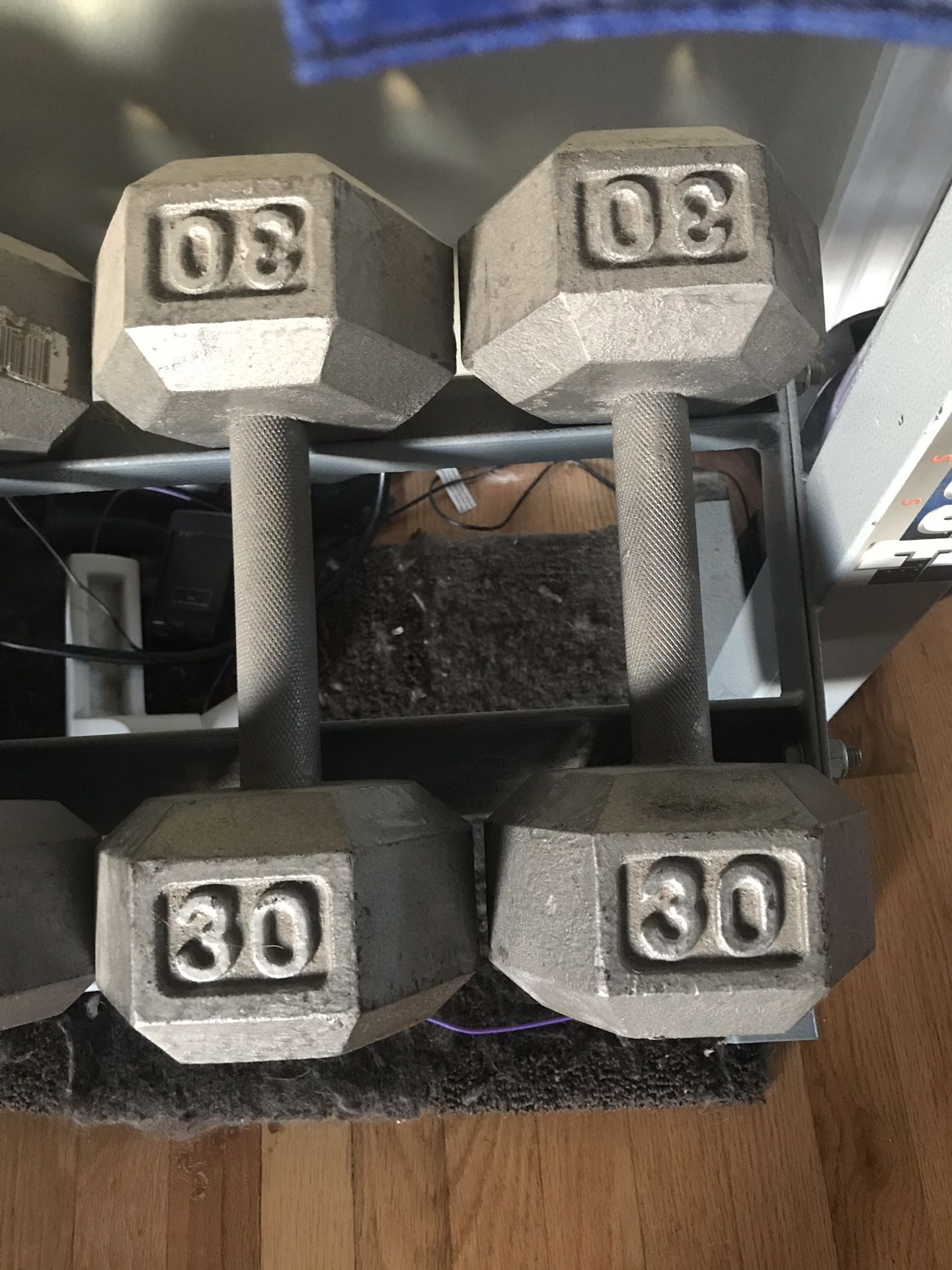 2 each - 30 lb hex dumbbells