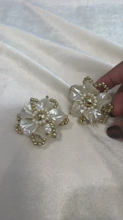 Pearl Flower Statement Earrings
