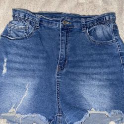 Dark washed jean shorts size large 