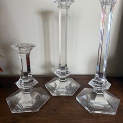 Set of 3 Glass Candlesticks