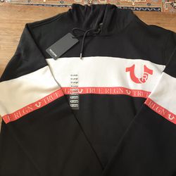 True Religion Men's Jet Black/pink Hoodie Jacket Size XL