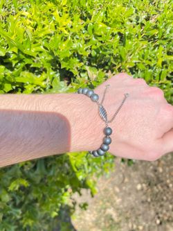 David Yurman 925 Sterling Silver Spiritual Beads Adjustable Bracelet Hematite