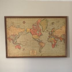 Vintage Framed World Map – Large Statement Piece