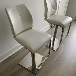 White  Leather Counter Chairs