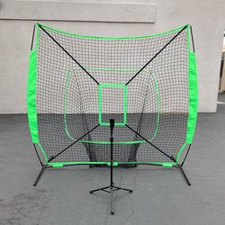 (NEW) $75 Baseball Softball (7x7’ Net & Ball Tee Set) Practice Hitting & Pitching Net w/ Carry Bag