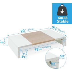 20 Inch Monitor Stand Riser, Wooden Desktop Riser for TV/PC/Laptop/Printer, Cozy