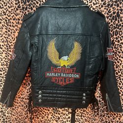 Harley Davidson Patched Black Leather Jacket