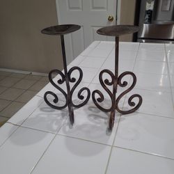 Candle Holder Wrought Iron Pillar Candle Holders, Set Of 2