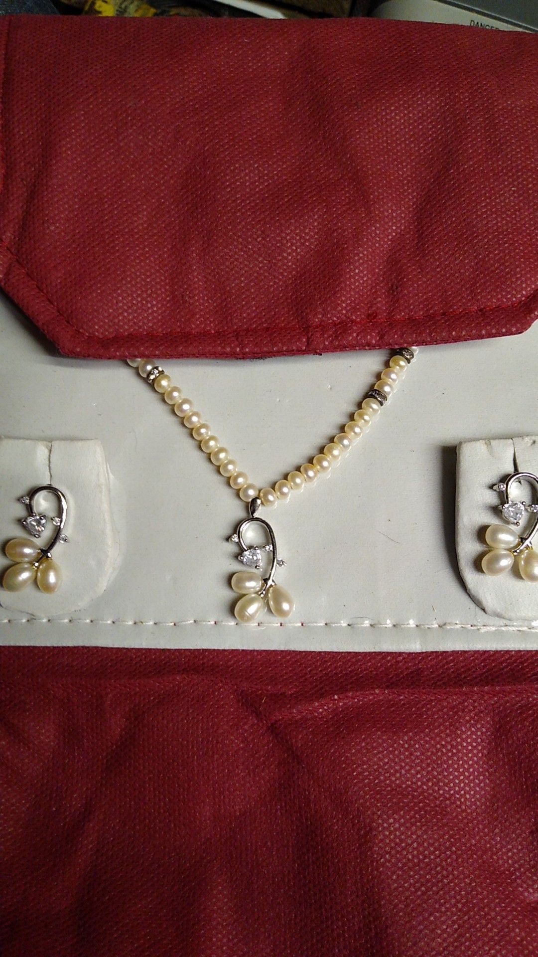Pearl and Diamond Necklace and matching Earrings