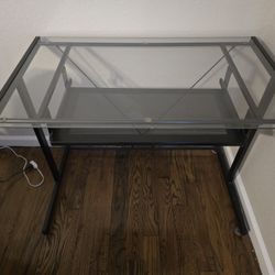 Glass Top Metal Desk Used Good Shape