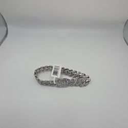 Invicta Elements Men's Ultra Iced Out Cuban Chain Bracelet, Silver