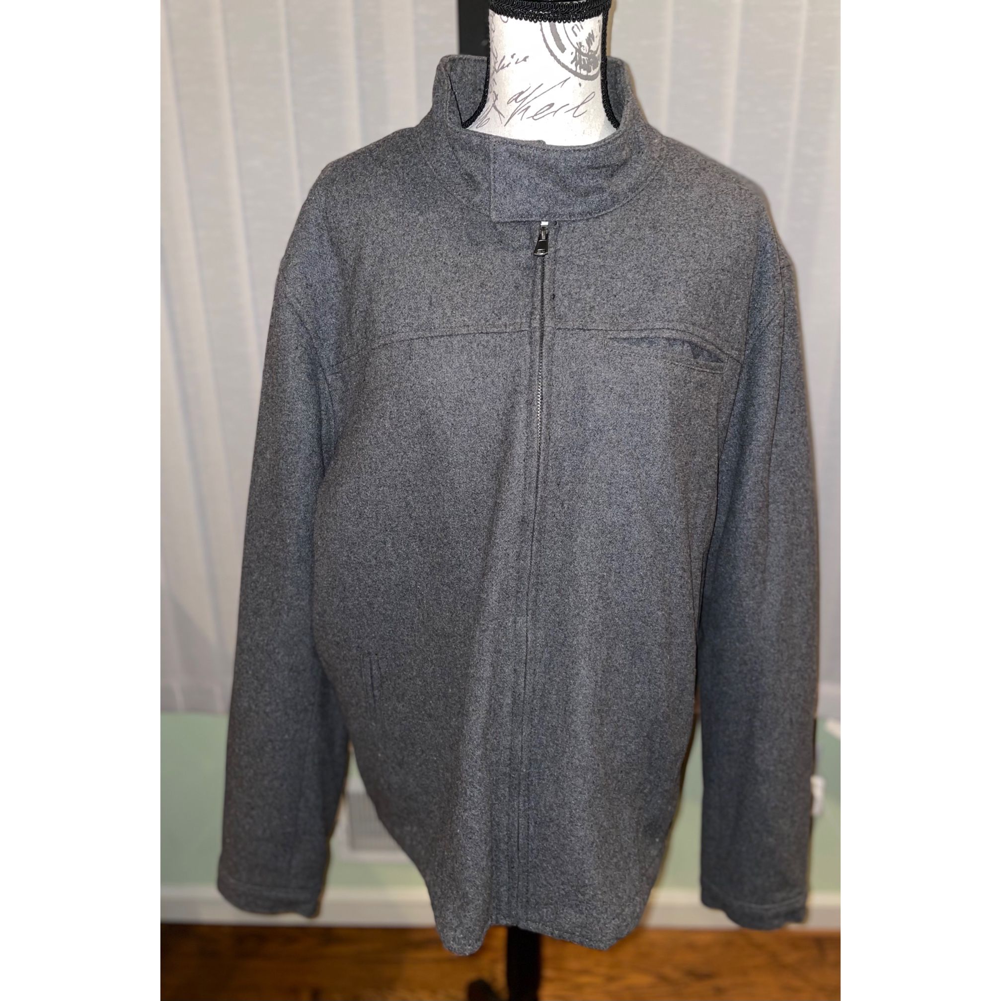 Men’s Gray Fleece Wool Jacket Casual Coats