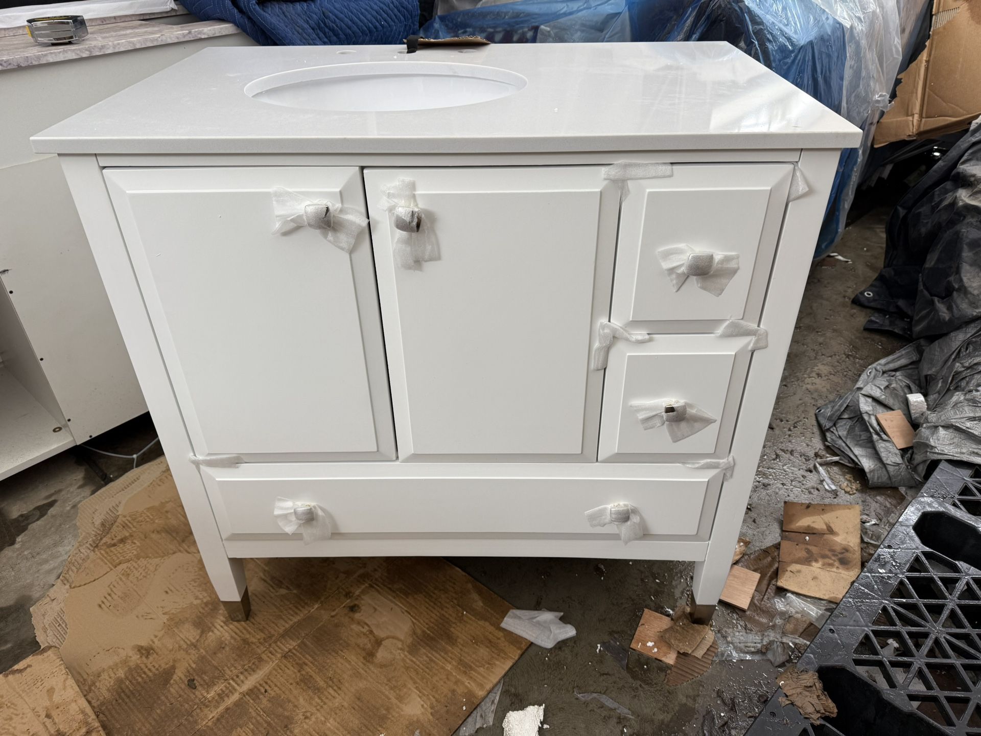 36” White Stone Vanity