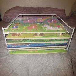 Puzzle Storage Rack With 6 Puzzles