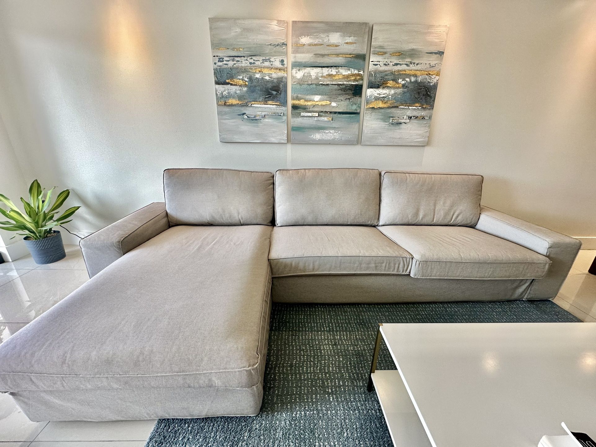 Kivik Sectional, seat with chaise, Tibbleby beige/gray