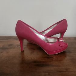 Storage Clean Out - Gently Used Platform Peeptoe Heels, Size 9