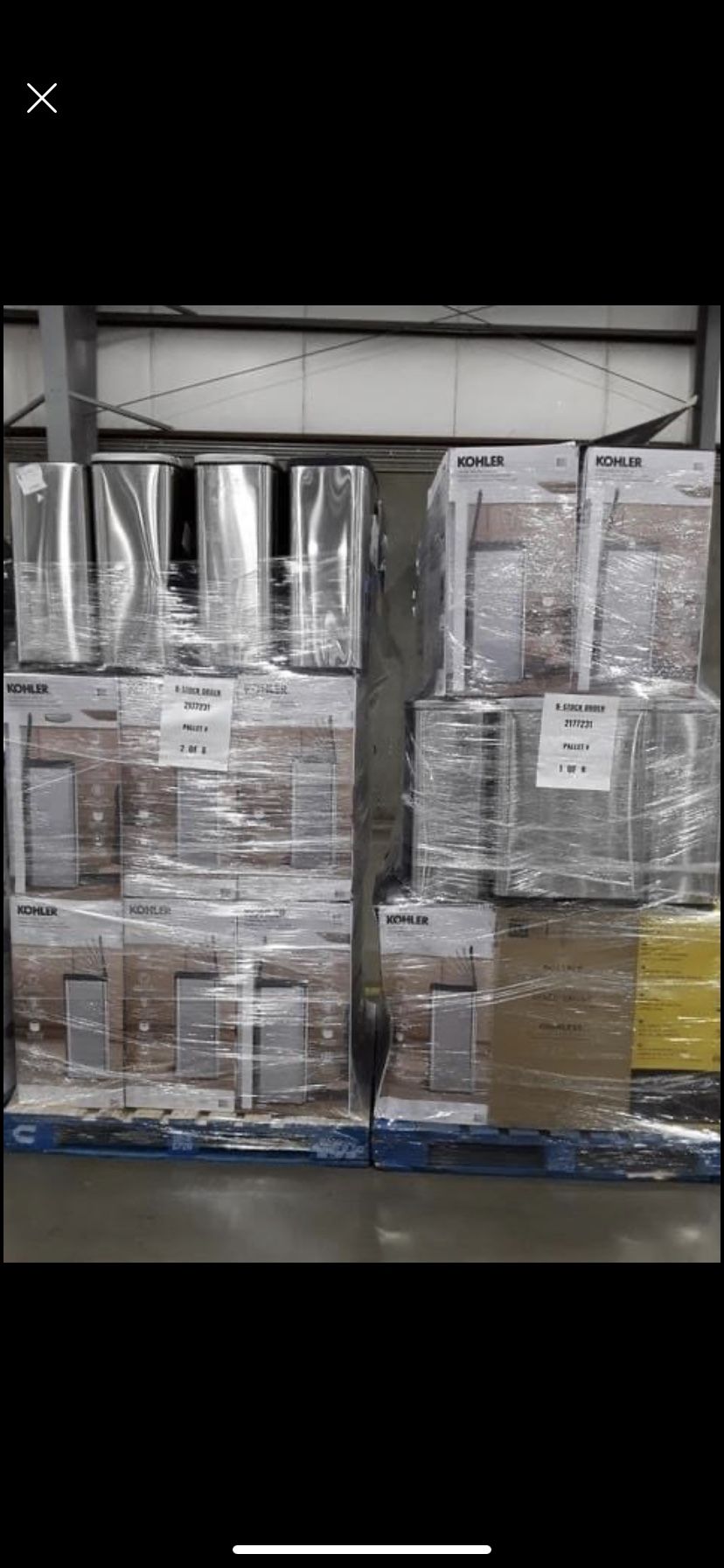 Costco Return Pallets. Vacuums, Fans, Koehler Trash Cans. More! for