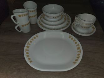 vintage Corelle Butterfly Gold dinnerware set