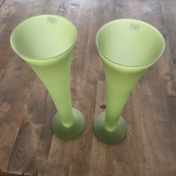 Polish Handcrafted Mouthblown Glass Vase - Made In Poland Green Vases