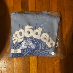 Sp5der Web Hoodie Light Blue Size Small