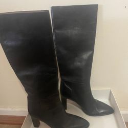 Ralph Lauren Black Leather Knee-High Boots - Size 7B