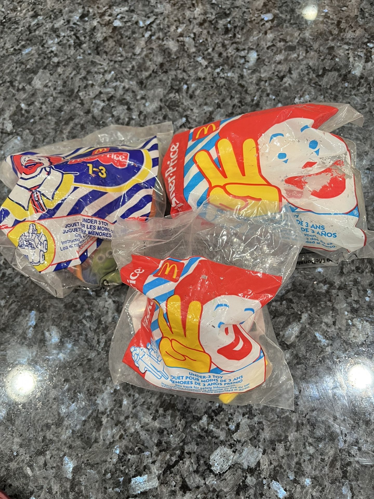 Rare Retired Fisher Price under 3,Toddler Toys Happy Meal. Lot of 3 toys. Brand new never opened factory sealed.