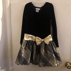 Bonnie Jean  Girls Black & Gold Holiday Dress Sz 8