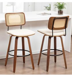 Rattan Back Bar Stools Set of 2