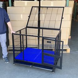 Brand New $180 Heavy-Duty Dog Cage 41x31x34” Single-Door Folding Kennel w/ Plastic Tray