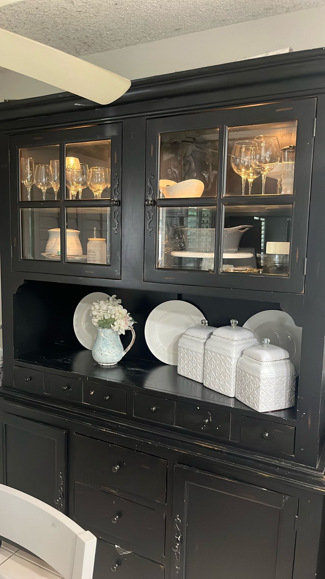 Shabby Black China Cabinet