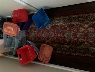 10 array of sizes, shapes and colored selection of bins, crates, baskets and more!