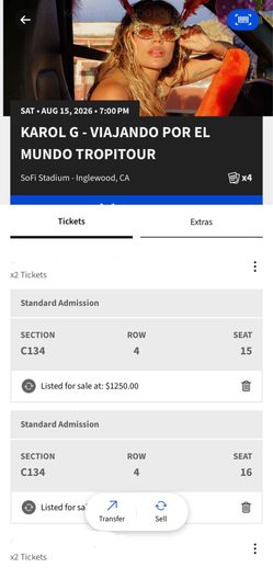 Karol G - Viajando Por El Mundo Concert Tickets 8/15 SoFi Stadium