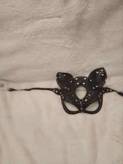 Black Leather Cat Masquerade/Costume Mask