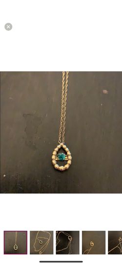 10k Emerald Spinning Pendant Necklace W/chain 