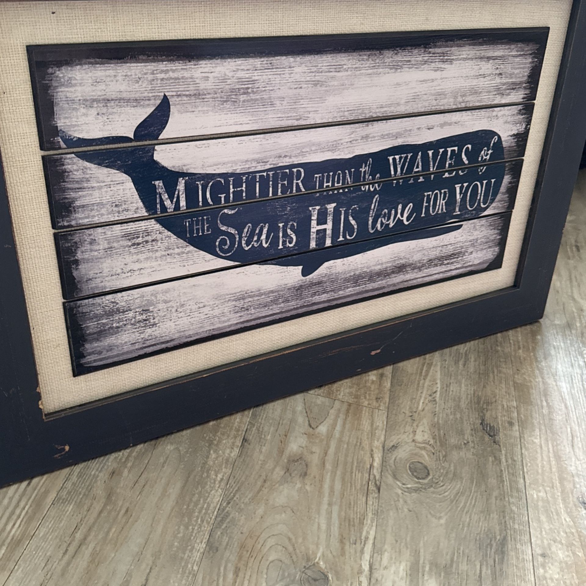 Framed home goods Art- Whale “Mightier Than The Waves Of The sea Is his Love For You”