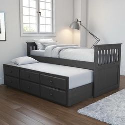 Full size bed with twin size trundle