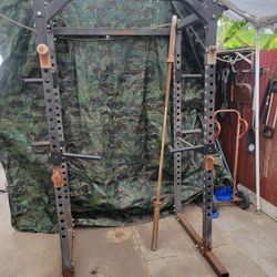 SQUAT RACK OLYMPIC POWER BARBELL PLATE HOLDERS DIP BARS