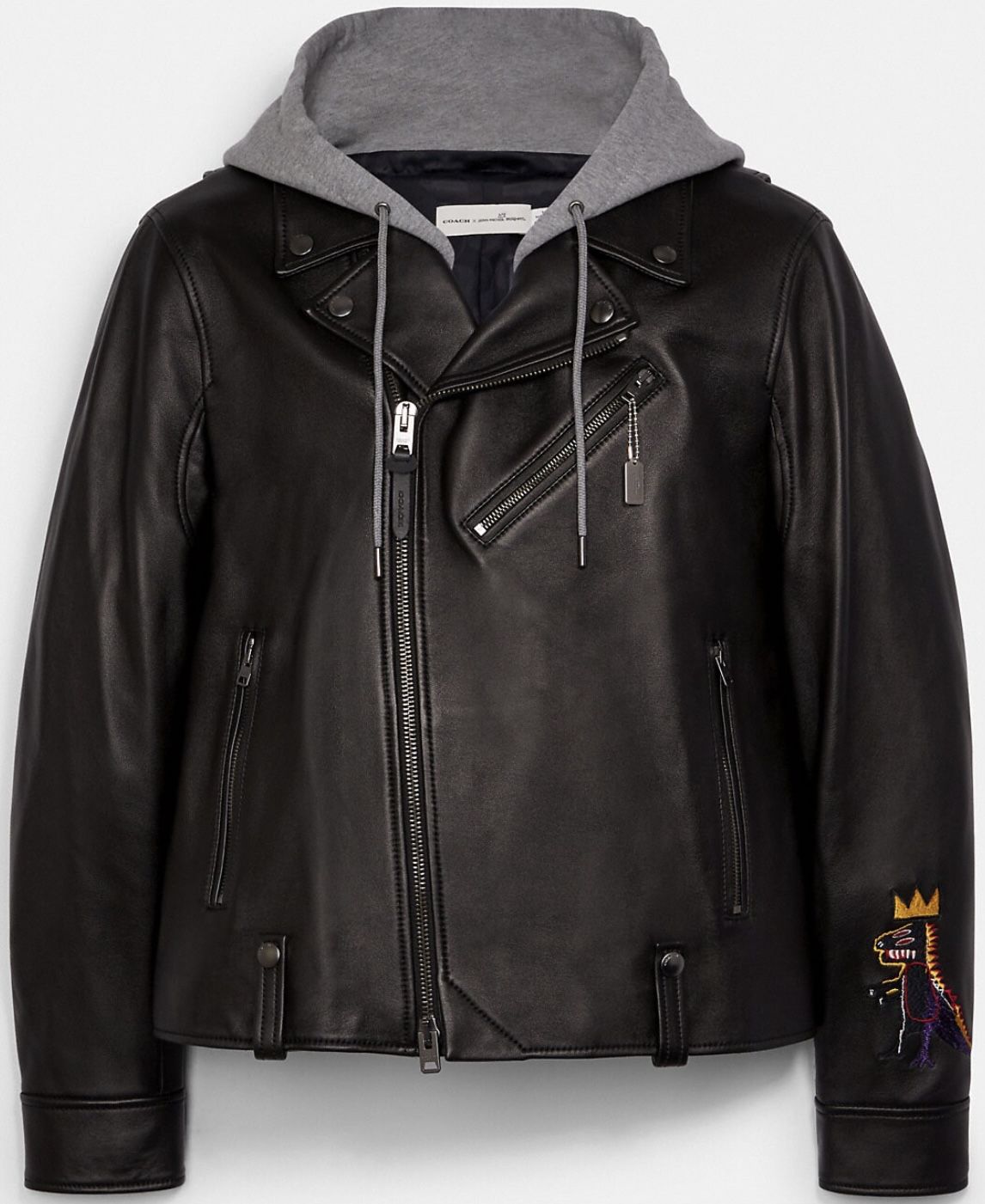 Coach X Jean Michel Basquiat Leather Jacket w/Removable Hood Retail $1,298