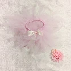Baby Girls Tutu Skirt and Bow Set - Pink, Newborn