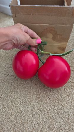 Brand New Oversized Red Artificial Large Cherry Bunch