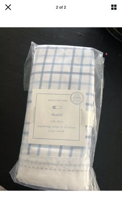 Pottery barn kids boys plaid crib skirt new wrapped