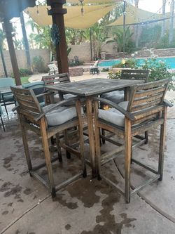 Teak hightopTable with 4 chairs