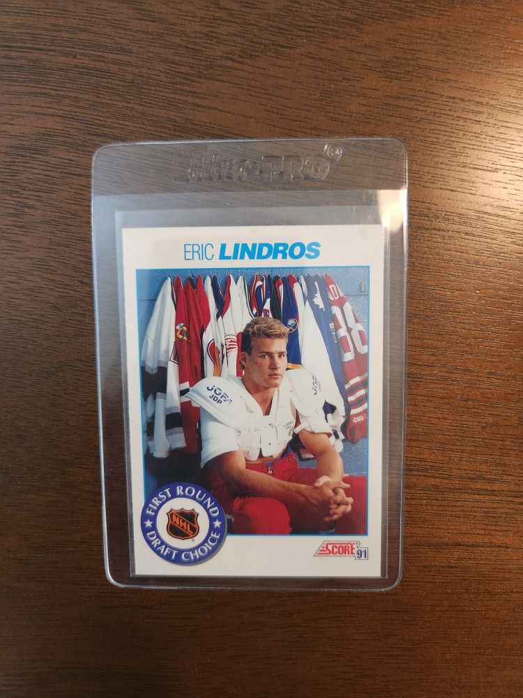 1991 SCORE ERIC LINDROS ROOKIE CARD, PHILADELPHIA FLYERS 