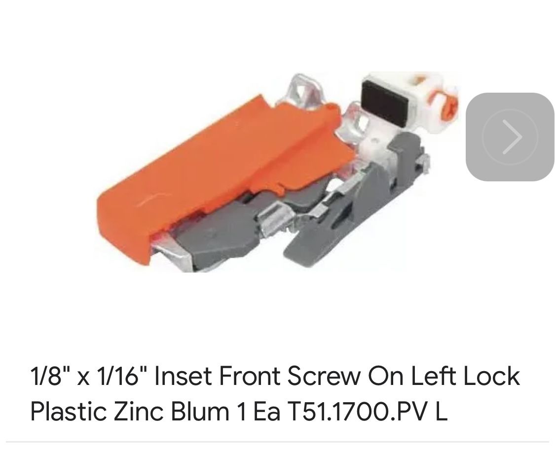 1/8 × 1/16" Inset Front Screw On Left Lock Plastic Zinc Blum 1 Ea T51.1700.PV L