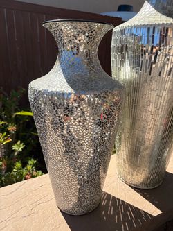Silver Mirror Mosaic Decorative Vase