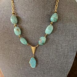 Gold Turquoise & Amazonite Necklace