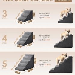 Dog Stairs 4 Steps for Small Dogs and Cats to Get on High Beds, Couch or Car, Pets Can Climb, Sit, Lie Down or Perch to Look Out Windows on The Splice